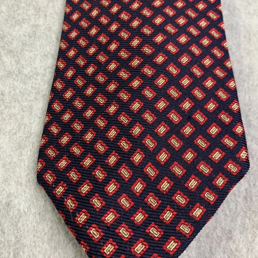 Brooks Brothers Makers Tie Silk Blue Red Geometric Print Made In USA Mens